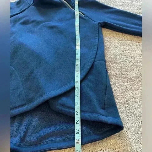Athleta Cozy Karma Asymmetrical Pullover Sweatshirt, Navy Blue, Athleisure, XS - Picture 10 of 15